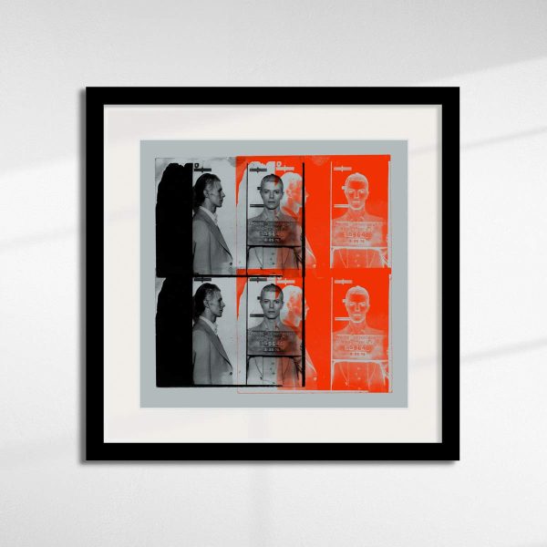 Most Wanted - David Bowie 1976 (Grey, Orange) By Louis Sidoli - 50cm in a black frame