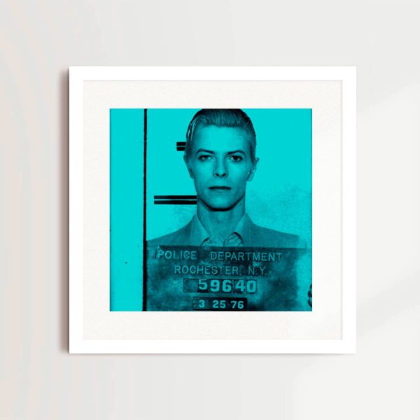 Most Wanted - David Bowie 1976 (Aqua) By Louis Sidoli in white frame