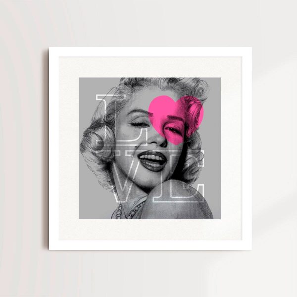 Marilyn Monroe - Let's Make Love (Grey, Pink) by Louis Sidoli in white frame