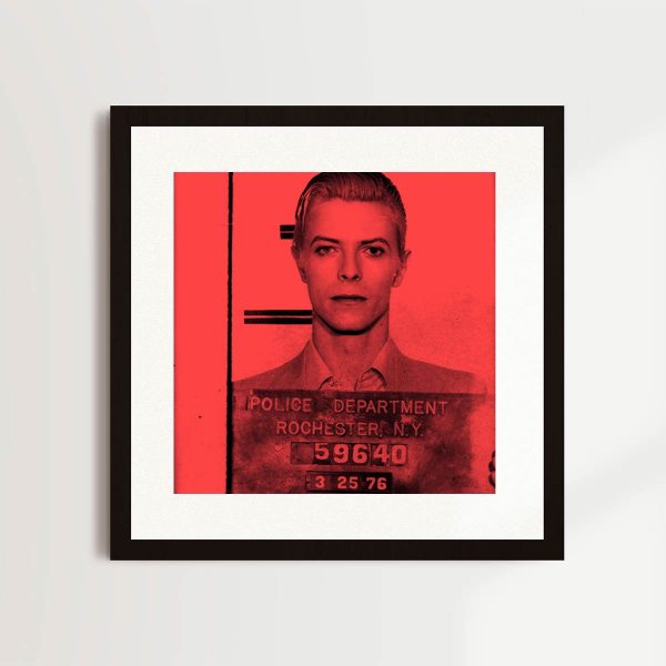 Most Wanted - David Bowie 1976 (Red) By Louis Sidoli in black frame