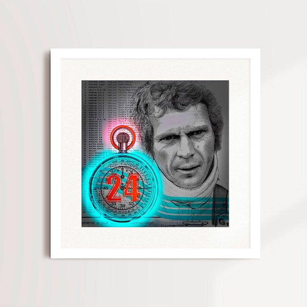 Racing is Life - Steve McQueen By Louis Sidoli in white frame