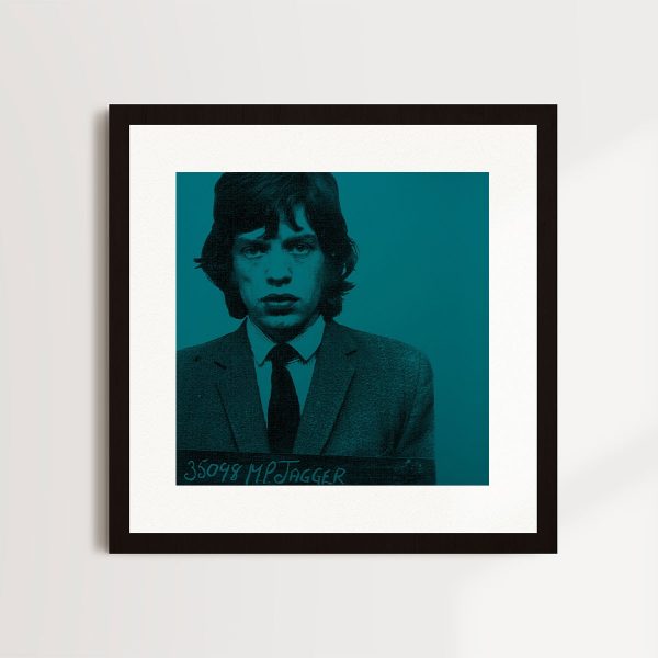 Most Wanted - Mick Jagger 1967 (Teal) By Louis Sidoli in black frame