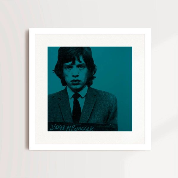 Most Wanted - Mick Jagger 1967 (Teal) By Louis Sidoli in white frame