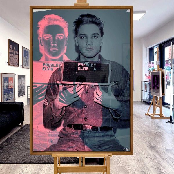 Most Wanted - Elvis Presley (Grey, Pink) Portrait By Louis Sidoli