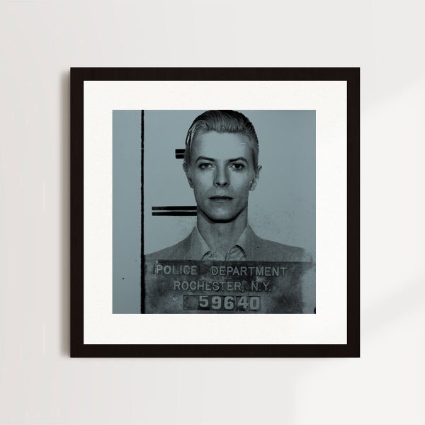 Most Wanted - David Bowie 1976 (Grey) By Louis Sidoli in black frame
