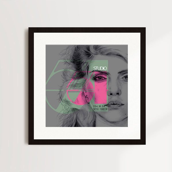 Studio 54 - Debbie Harry (Pale Green & Pink) By Louis Sidoli in black frame