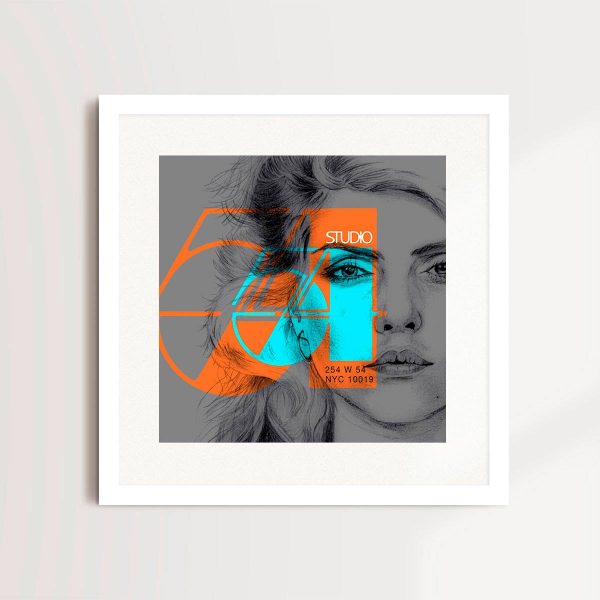 Studio 54 - Debbie Harry (Grey, Orange & Aqua) By Louis Sidoli in white frame