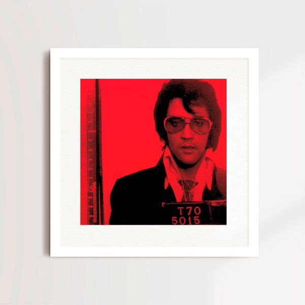 Elvis 1970 (Crimson Red) by Louis Sidoli in white frame