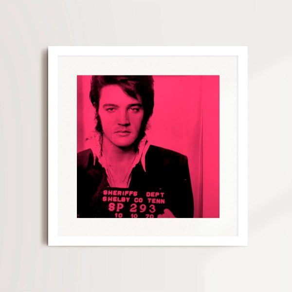 Most Wanted - Elvis Presley 1970 (Hot Pink) By Louis Sidoli in white frame