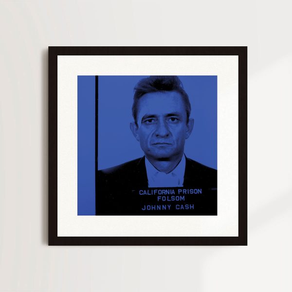 Most Wanted - Johnny Cash 1966 (Blue) By Louis Sidoli in black frame