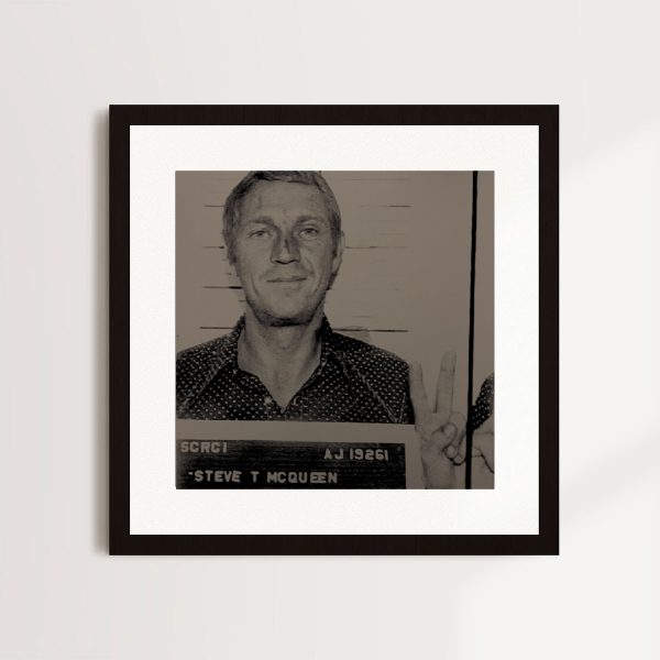 Most Wanted 1972 (Taupe) - Steve McQueen By Louis Sidoli in black frame