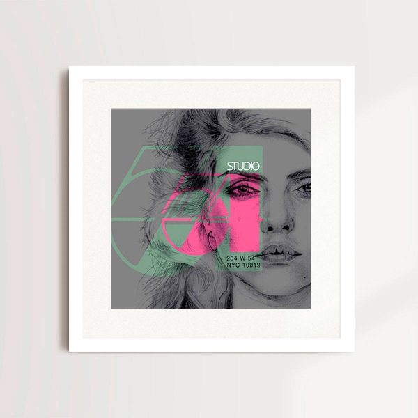 Studio 54 - Debbie Harry (Pale Green & Pink) By Louis Sidoli in white frame