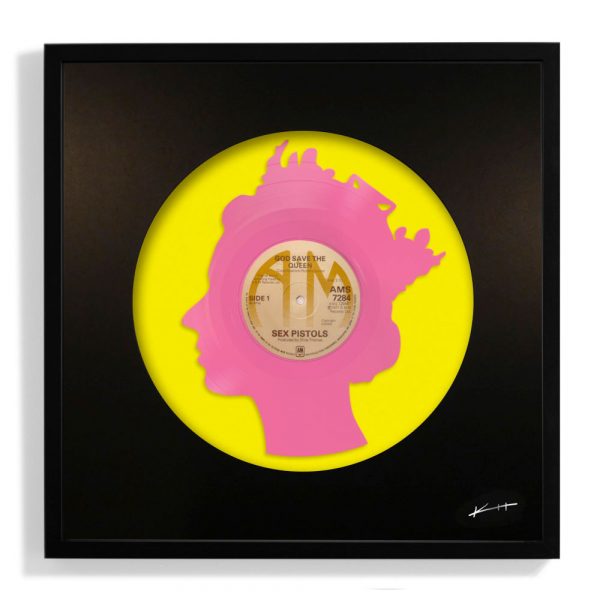 GOD SAVE THE QUEEN - PINK ON YELLOW by Keith Haynes
