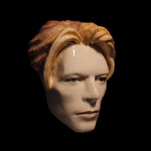 David Bowie - Man Who Fell To Earth – Painted Ceramic Mask Sculpture by Maria Primola