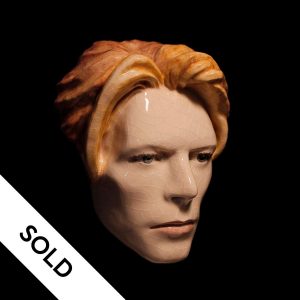 David Bowie - Man Who Fell To Earth – Painted Ceramic Mask Sculpture by Maria Primola