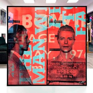 Most Wanted – David Bowie 1976 Collage Style - Small Aluminium (Red, Green)