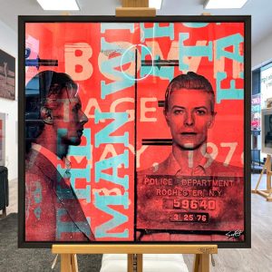 Most Wanted – David Bowie 1976 Collage Style - Large Aluminium (Red, Green)