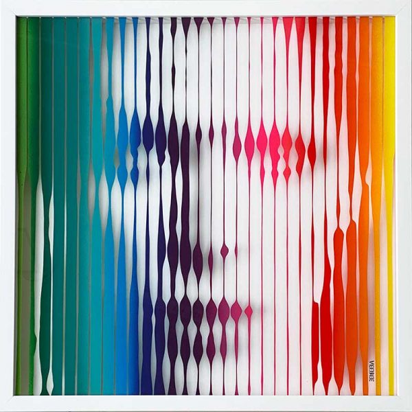 Davis Bowie (Rainbow) Painting on Glass By Veebee - Original - detail