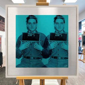 "Most Wanted" Elvis 1960 double exposure (teal) - Large by Louis Sidoli