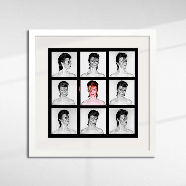 David Bowie - Aladdin Sane Demi Contact Sheet Eyes Open- 1973 By Duffy in white frame