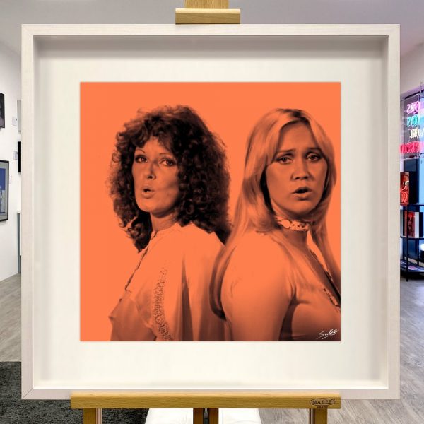 "Mamma Mia" ABBA (Orange) Part 1 of 2 Diptych in a white frame