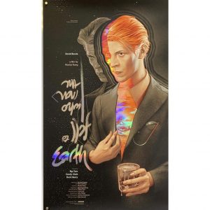 Rare, original poster with iridescent detailing of The Man Who Fell to Earth starring David Bowie