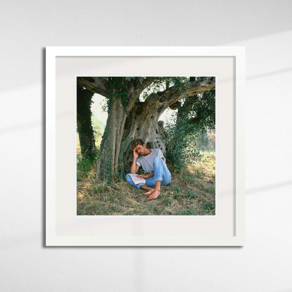 George Michael "Reading by Tree, 1988" in a white frame