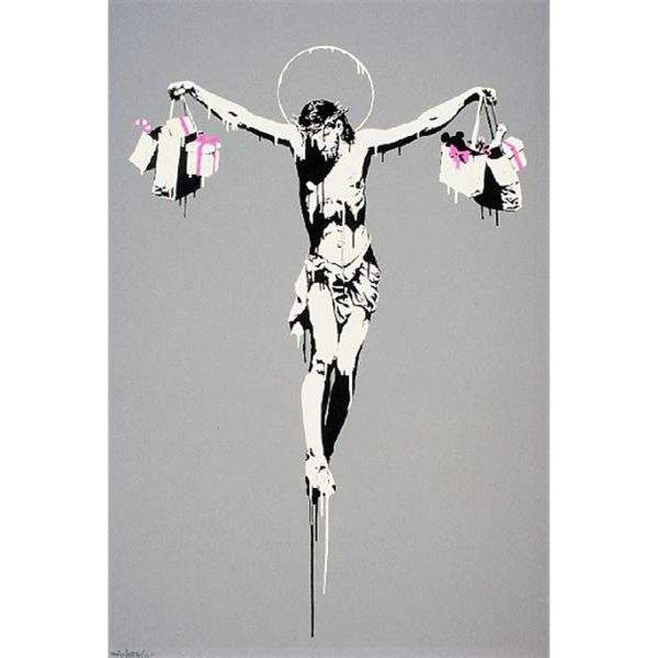 Banksy, Christ with Shopping Bags, 2004