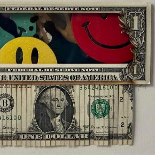 Behind The Smile - limited edition artwork based on currency by the artist TBOY
