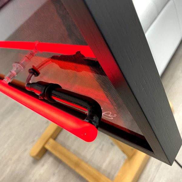 "Let's Go Outside" George Michael (Solid Black, Red) - aluminium and neon artwork by Louis Sidoli