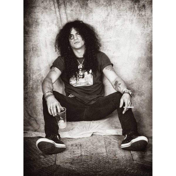 Slash, Guns and Roses guitarist backstage photographed by Brian Aris